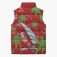 Aloha Hawaii Christmas Sleeveless Puffer Jacket Mele Kalikimaka Windsurfing Santa Palaka Quilt Motifs LT14 - Polynesian Pride