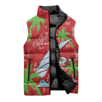 Aloha Hawaii Christmas Sleeveless Puffer Jacket Mele Kalikimaka Windsurfing Santa Palaka Quilt Motifs LT14 - Polynesian Pride