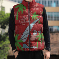 Aloha Hawaii Christmas Sleeveless Puffer Jacket Mele Kalikimaka Windsurfing Santa Palaka Quilt Motifs LT14 - Polynesian Pride