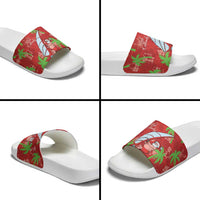Aloha Hawaii Christmas Slide Sandals Mele Kalikimaka Windsurfing Santa Palaka Quilt Motifs LT14 - Polynesian Pride