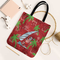 Aloha Hawaii Christmas Tote Bag Mele Kalikimaka Windsurfing Santa Palaka Quilt Motifs LT14 Black Strap One Size Red - Polynesian Pride