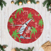 Aloha Hawaii Christmas Tree Skirt Mele Kalikimaka Windsurfing Santa Palaka Quilt Motifs LT14 Casual Red - Polynesian Pride