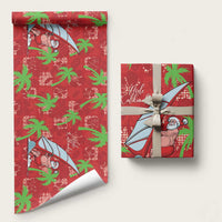 Aloha Hawaii Christmas Wrapping Paper Mele Kalikimaka Windsurfing Santa Palaka Quilt Motifs LT14 58" × 23" Red - Polynesian Pride