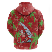 Aloha Hawaii Christmas Zip Hoodie Mele Kalikimaka Windsurfing Santa Palaka Quilt Motifs LT14 - Polynesian Pride