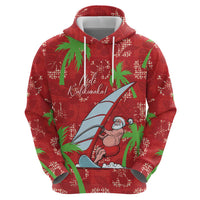 Aloha Hawaii Christmas Zip Hoodie Mele Kalikimaka Windsurfing Santa Palaka Quilt Motifs LT14 - Polynesian Pride