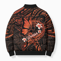 Polynesia Leukemia Awareness Month Bomber Puffer Jacket Warrior Butterfly Polynesian Orange Ribbon LT14 - Polynesian Pride