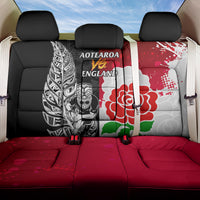 New Zealand And England Rugby Back Car Seat Cover 2023 World Cup All Black Combine Red Roses LT14 One Size Black - Polynesian Pride