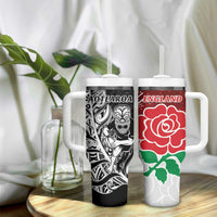 New Zealand And England Rugby Tumbler With Handle World Cup All Black Combine Red Roses LT14 - Polynesian Pride