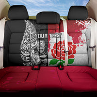 Custom New Zealand And England Rugby Back Car Seat Cover 2023 World Cup All Black Combine Red Roses LT14 One Size Black - Polynesian Pride