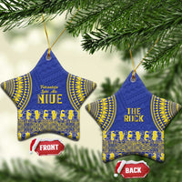 Fakaalofa Lahi Atu Niue Ceramic Ornament Siapo Pattern With Puakenikeni