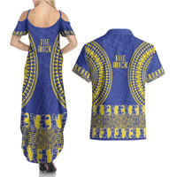 Fakaalofa Lahi Atu Niue Couples Matching Summer Maxi Dress and Hawaiian Shirt Siapo Pattern With Puakenikeni LT14 - Polynesian Pride