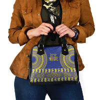 Fakaalofa Lahi Atu Niue Shoulder Handbag Siapo Pattern With Puakenikeni