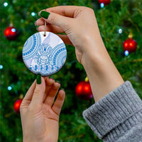 Niue Language Week Ceramic Ornament The Rock Coconut Crab - Siapo Blue Pastel LT14 - Polynesian Pride