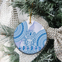 Niue Language Week Ceramic Ornament The Rock Coconut Crab - Siapo Blue Pastel LT14 - Polynesian Pride