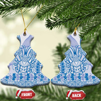 Niue Language Week Ceramic Ornament The Rock Coconut Crab - Siapo Blue Pastel LT14 Christmas Tree Blue - Polynesian Pride