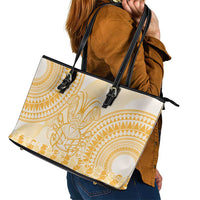 Niue Language Week Leather Tote Bag The Rock Coconut Crab - Siapo Gold Pastel