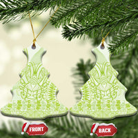 Lime Green Niue Language Week Ceramic Ornament The Rock Coconut Crab - Siapo Pattern