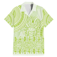 Lime Green Niue Language Week Family Matching Mermaid Dress and Hawaiian Shirt The Rock Coconut Crab - Siapo Pattern LT14 Dad's Shirt - Short Sleeve Lime Green - Polynesian Pride