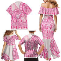 Pink Niue Language Week Family Matching Mermaid Dress and Hawaiian Shirt The Rock Coconut Crab - Siapo Pattern LT14 - Polynesian Pride