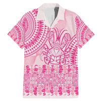 Pink Niue Language Week Family Matching Mermaid Dress and Hawaiian Shirt The Rock Coconut Crab - Siapo Pattern LT14 Dad's Shirt - Short Sleeve Pink - Polynesian Pride