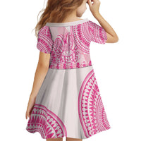 Pink Niue Language Week Family Matching Off The Shoulder Long Sleeve Dress and Hawaiian Shirt The Rock Coconut Crab - Siapo Pattern LT14 - Polynesian Pride