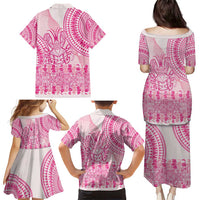 Pink Niue Language Week Family Matching Puletasi and Hawaiian Shirt The Rock Coconut Crab - Siapo Pattern LT14 - Polynesian Pride