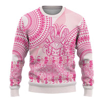 Pink Niue Language Week Ugly Christmas Sweater The Rock Coconut Crab - Siapo Pattern LT14 - Polynesian Pride
