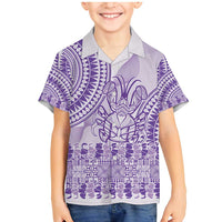 Purple Niue Language Week Family Matching Mermaid Dress and Hawaiian Shirt The Rock Coconut Crab - Siapo Pattern LT14 Son's Shirt Purple - Polynesian Pride