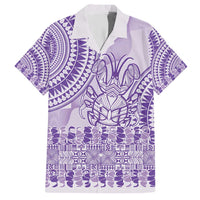 Purple Niue Language Week Family Matching Short Sleeve Bodycon Dress and Hawaiian Shirt The Rock Coconut Crab - Siapo Pattern LT14 Dad's Shirt - Short Sleeve Purple - Polynesian Pride
