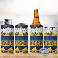 Tokelau Language Week 4 in 1 Can Cooler Tumbler Tokelauan Tuluma With Gardenia Thunbergia LT14 - Polynesian Pride