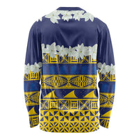 Tokelau Language Week Long Sleeve Shirt Tokelauan Tuluma With Gardenia Thunbergia LT14 - Polynesian Pride