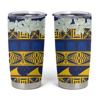 Tokelau Language Week Tumbler Cup Tokelauan Tuluma With Gardenia Thunbergia LT14 Blue - Polynesian Pride
