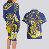 Te Vaiaho o te Gagana Tokelau Couples Matching Long Sleeve Bodycon Dress and Hawaiian Shirt Polynesian Turtle - Malo Ni! LT14 - Polynesian Pride