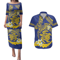 Te Vaiaho o te Gagana Tokelau Couples Matching Puletasi and Hawaiian Shirt Polynesian Turtle - Malo Ni! LT14 Blue - Polynesian Pride