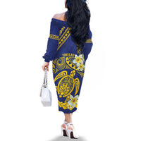 Te Vaiaho o te Gagana Tokelau Family Matching Off The Shoulder Long Sleeve Dress and Hawaiian Shirt Polynesian Turtle - Malo Ni! LT14 - Polynesian Pride