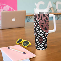 New Zealand Tumbler With Handle Aotearoa Kowhaiwhai Mix Taniko Art - Brown LT14 - Polynesian Pride