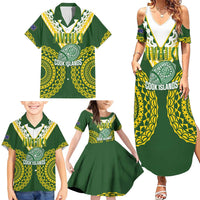 Custom Avaiki Cook Islands Rugby Family Matching Summer Maxi Dress and Hawaiian Shirt Kuki Airani Tatau Green LT14 - Polynesian Pride