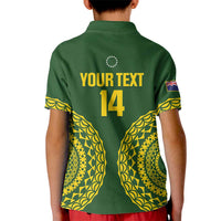 Custom Avaiki Cook Islands Rugby Kid Polo Shirt Kuki Airani Tatau Green - Polynesian Pride