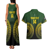 Custom Avaiki Cook Islands Rugby Couples Matching Tank Maxi Dress and Hawaiian Shirt Kuki Airani Tatau Black LT14 - Polynesian Pride