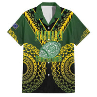 Custom Avaiki Cook Islands Rugby Family Matching Off The Shoulder Long Sleeve Dress and Hawaiian Shirt Kuki Airani Tatau Black LT14 Dad's Shirt - Short Sleeve Black - Polynesian Pride