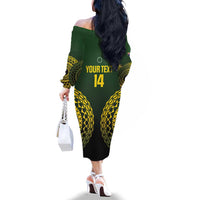 Custom Avaiki Cook Islands Rugby Family Matching Off The Shoulder Long Sleeve Dress and Hawaiian Shirt Kuki Airani Tatau Black LT14 - Polynesian Pride