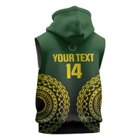 Custom Avaiki Cook Islands Rugby Sleeveless Zip Hoodie Kuki Airani Tatau Black LT14 - Polynesian Pride
