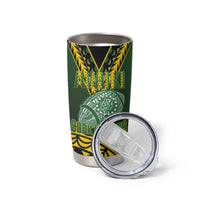 Custom Avaiki Cook Islands Rugby Tumbler Cup Kuki Airani Tatau Black - Polynesian Pride