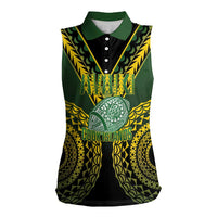 Custom Avaiki Cook Islands Rugby Women Sleeveless Polo Shirt Kuki Airani Tatau Black LT14 Female Black - Polynesian Pride