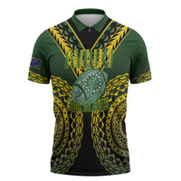 Custom Avaiki Cook Islands Rugby Zipper Polo Shirt Kuki Airani Tatau Black LT14 Black - Polynesian Pride