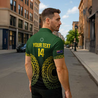 Custom Avaiki Cook Islands Rugby Zipper Polo Shirt Kuki Airani Tatau Black LT14 - Polynesian Pride