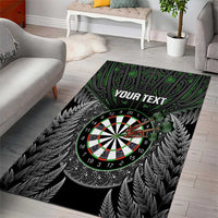 Personalised New Zealand Darts Area Rug Dartboard Maori Fern Puhoro Art