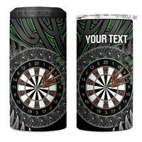 Personalised New Zealand Darts 4 in 1 Can Cooler Tumbler Dartboard Maori Fern Puhoro Art LT14 One Size: 16 oz Black - Polynesian Pride