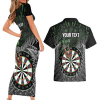 Personalised New Zealand Darts Couples Matching Short Sleeve Bodycon Dress and Hawaiian Shirt Dartboard Maori Fern Puhoro Art LT14 - Polynesian Pride