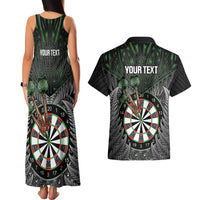 Personalised New Zealand Darts Couples Matching Tank Maxi Dress and Hawaiian Shirt Dartboard Maori Fern Puhoro Art LT14 - Polynesian Pride